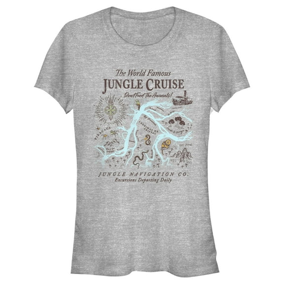 Junior's Jungle Cruise Excursion Map Graphic Tee Athletic Heather 2X Large