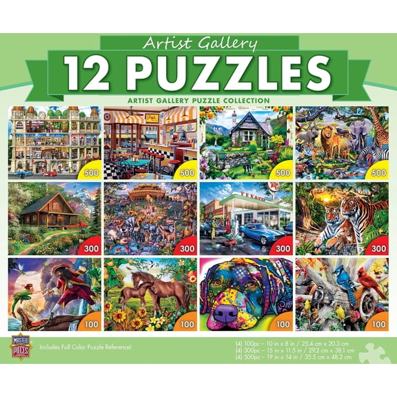 MasterPieces - Jigsaw Puzzle 12-Pack Bundle Set, Artist Gallery Collection Landscape and Animal Puzzles, Family Fun for Adults and Families