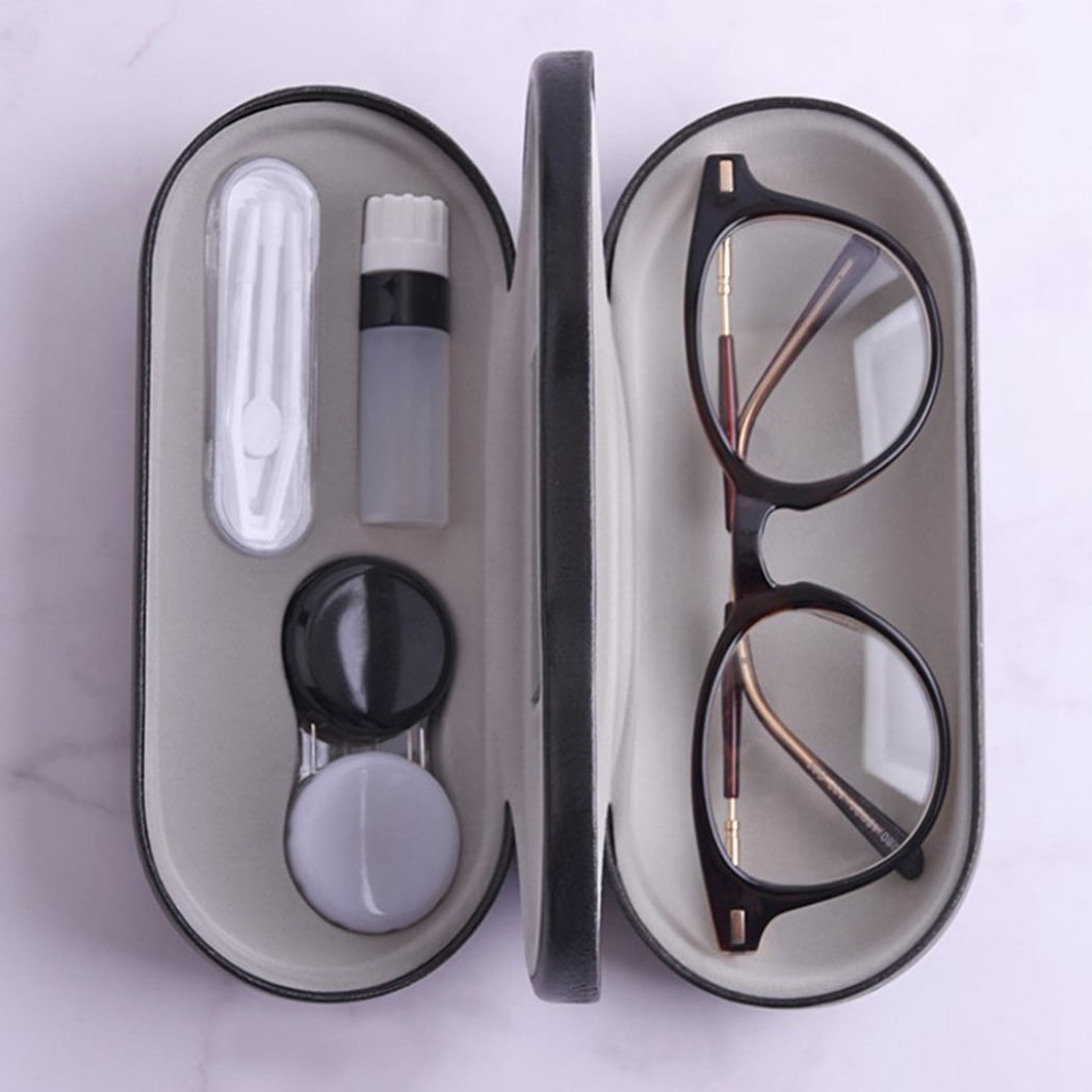 rosenice 2 en 1 et de lunettes de lentilles de contact Kit de voyage Étui double utilisation portable pour Home Noir 