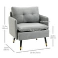 thumbnail image 3 of HOMCOM Accent Chair with Tufted Back Cushion and Steel Legs for Living Room, 3 of 10