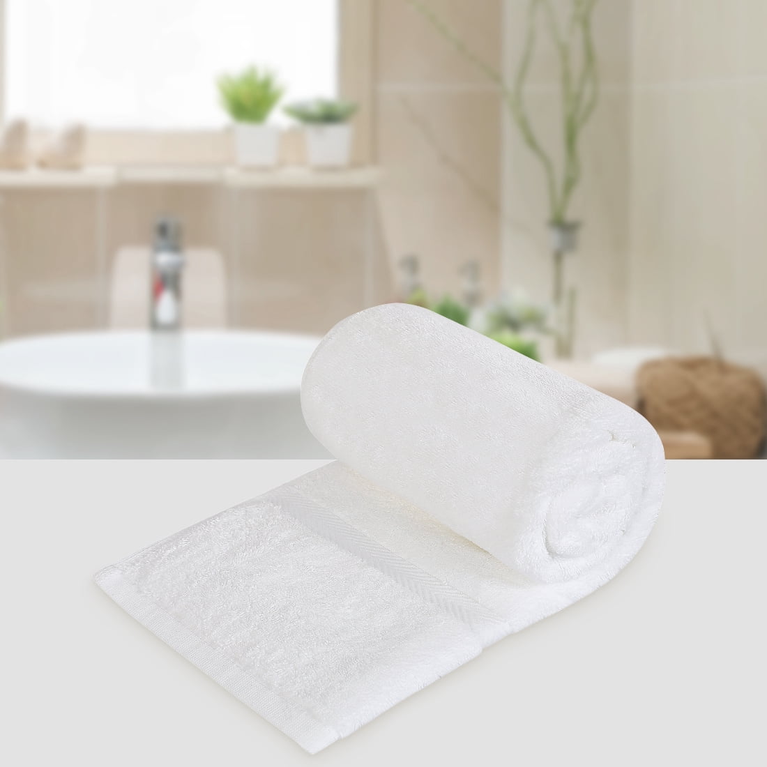 Unique Bargains 2 Pack 750 GSM Thick Cotton Hand Towels 16" x 30" White