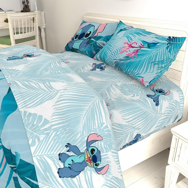 Lilo & Stitch Blue Floral Fun Bed Sheet Set - Walmart.com - Walmart.com