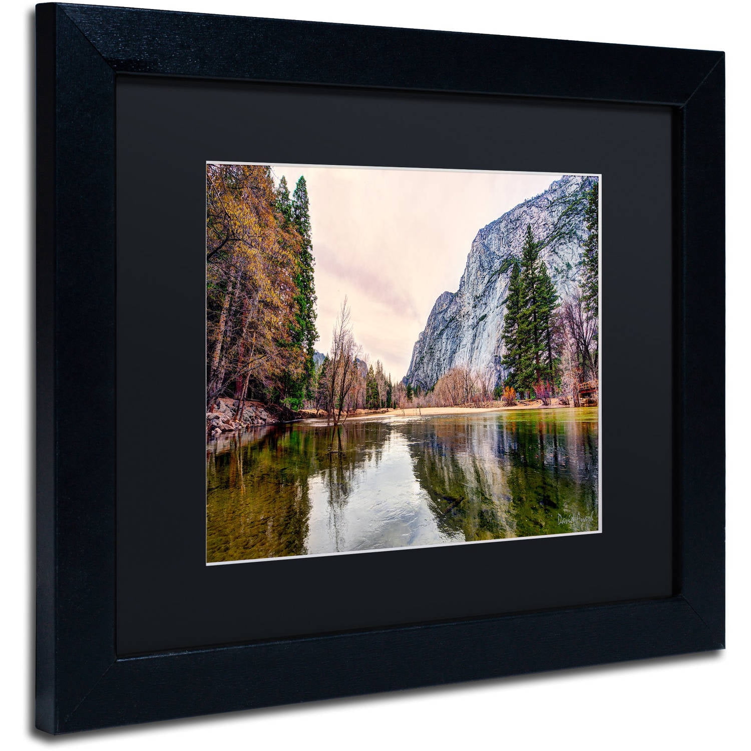 Trademark Fine Art "Yosemite Valley" Canvas Art by David Ayash Black Matte, Black Frame