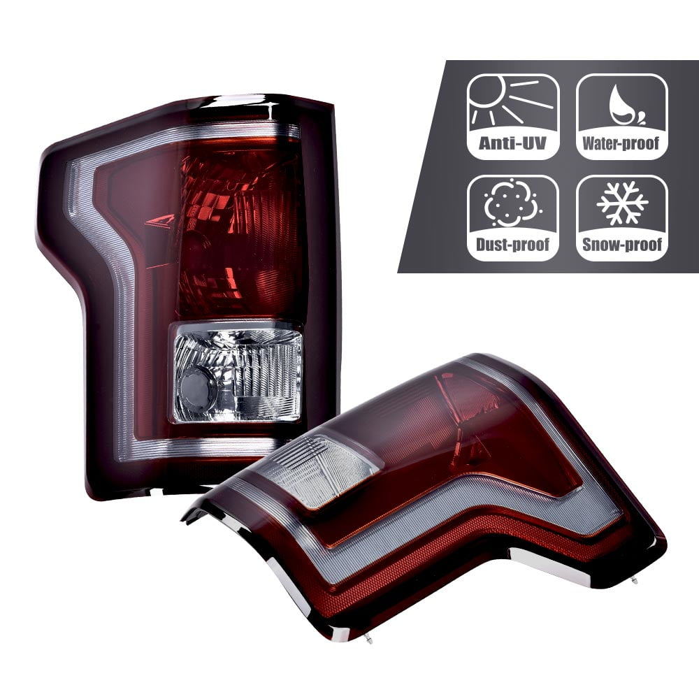PIT66 Pair Smoke Tail Light Halogen Driver & Passenger Fit For 2015-2017 Ford F-150