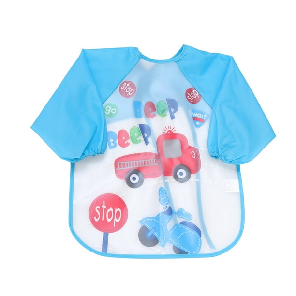 FELTECHELECTR Delantales impermeables para niños con estampado de coche azul cielo de EVA, prácticos delantales con mangas de EVA.