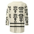 thumbnail image 4 of Dasayo Vintage Ladies Tops and Blouses Beige 3/4 Sleeve Retro Graphic Prints Blouses Sweatshirts for Women M, 4 of 5