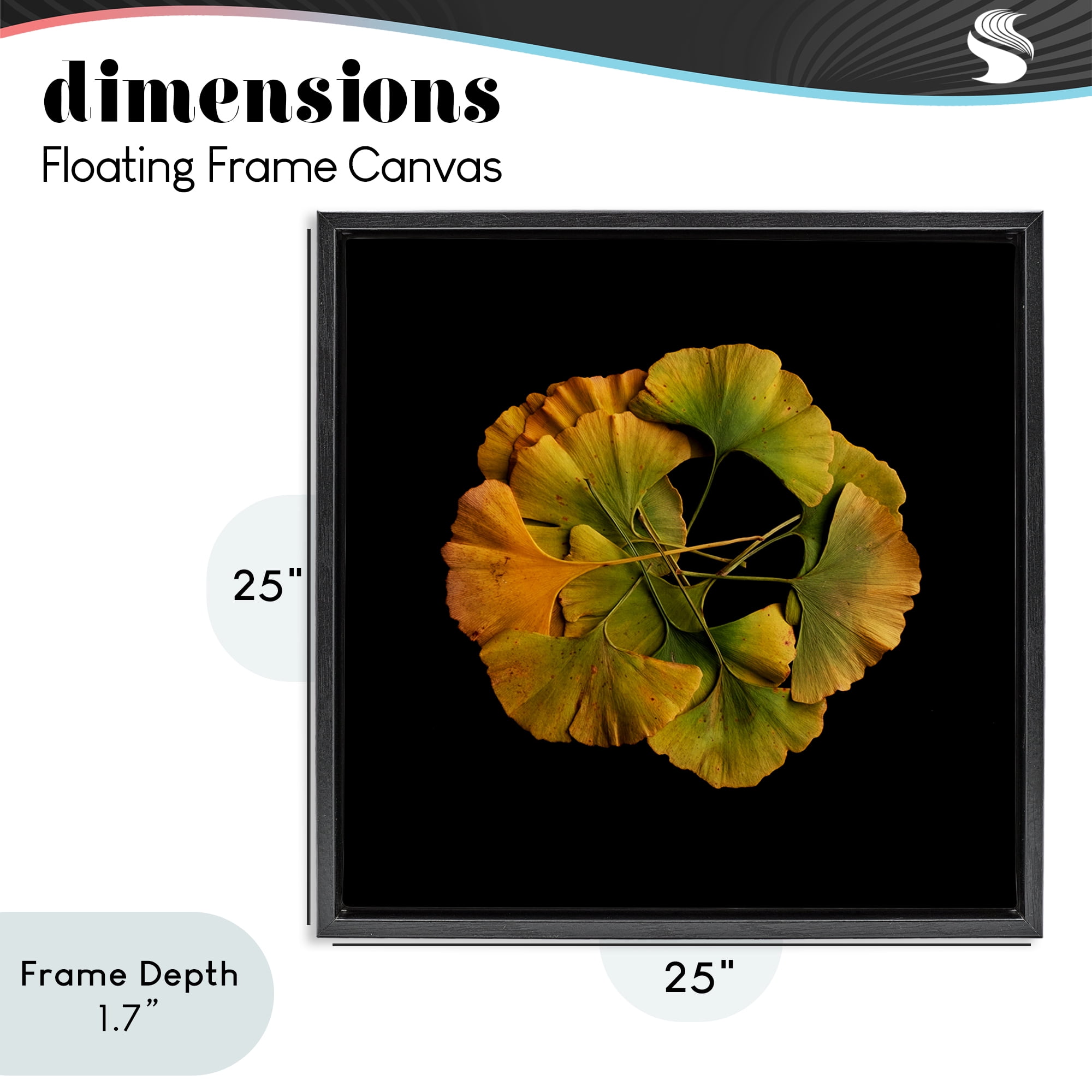 Stupell Industries Overlapping Ginkgo Leaves Black Framed Floater Canvas Wall Art, design by Beth Adoette