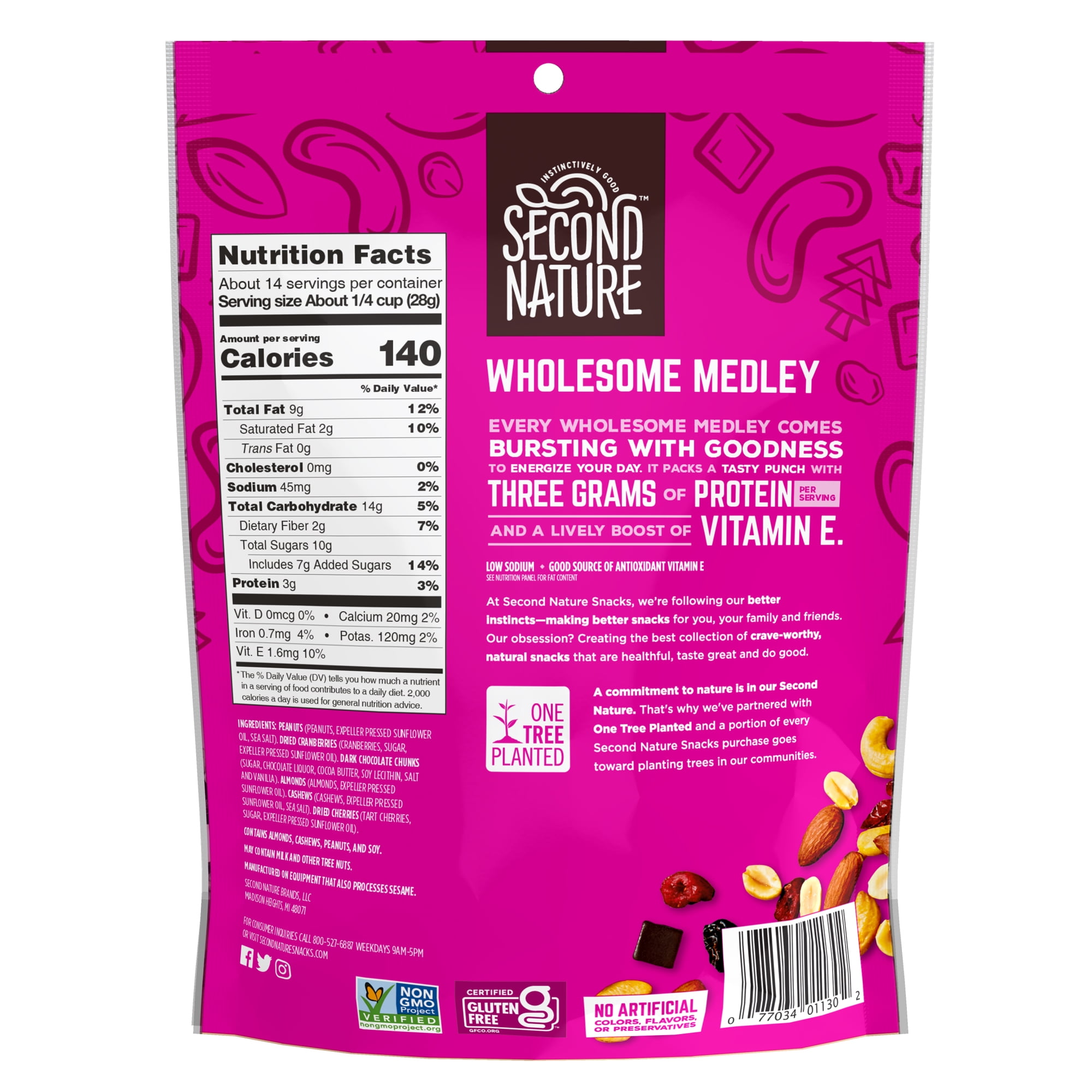 (3 pack) Second Nature Wholesome Medley Snack Mix, 14 oz Bag – Gluten Free, Non-GMO, Low Sodium