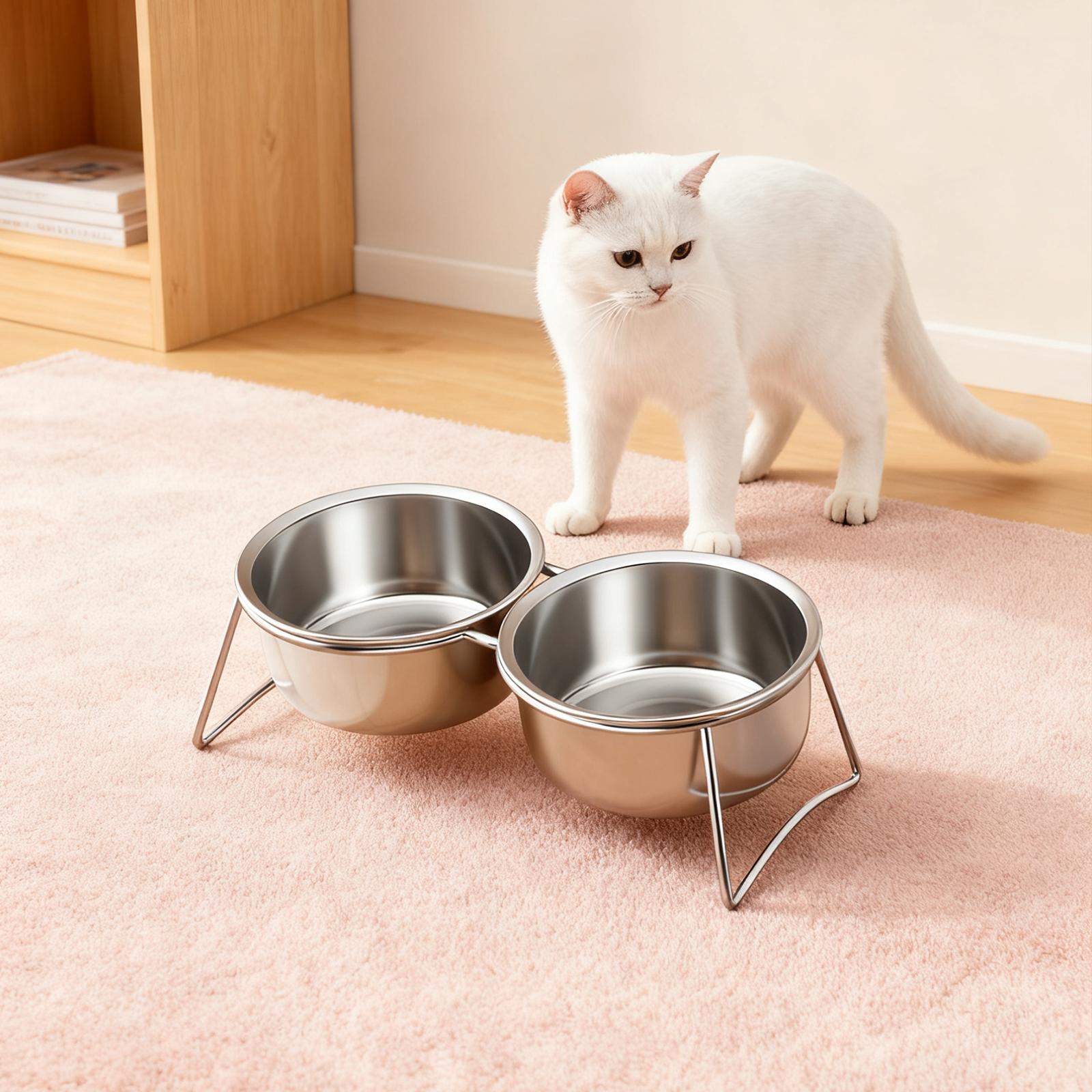Pet Dish Raised Dog Bowl Elevated Feeding Stand Stainless Steel Material for Dogs Cats