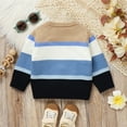 thumbnail image 6 of Toimothcn Toddler Boys Girls Sweaters Long Sleeve Crew Neck Casual Striped Printed Pullover Sweater Warm Soft Fall Winter Knitted Sweaters Comfy Kids Clothes, 6 of 9