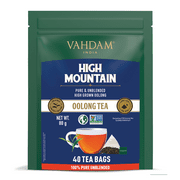 VAHDAM, High Mountain Oolong Tea Bags (40 Count) Non GMO, Gluten Free | Naturally High Grown Oolong Tea Leaves - Light & Floral | Individually Wrapped Pyramid Tea Bags | Direct from Source