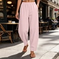 thumbnail image 3 of Womens Straight Leg Pants New Women’s Elastic Waist Pants, Wide Leg Casual Long Pants, Lightweight Relaxed Fits Bottoms with Pockets, 3 of 6