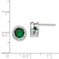 thumbnail image 3 of White Sterling Silver Earring Button Women'S Cubic Zirconia CZ Clear Glass Green 9 mm, 3 of 3
