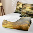 thumbnail image 4 of Feelyou Lake Boat Wooden Landscape Twin Quilt Set for Men Women, Forest Wildflower Scenery Twin Coverlet Set, Gold Green, 2-Piece, 4 of 7