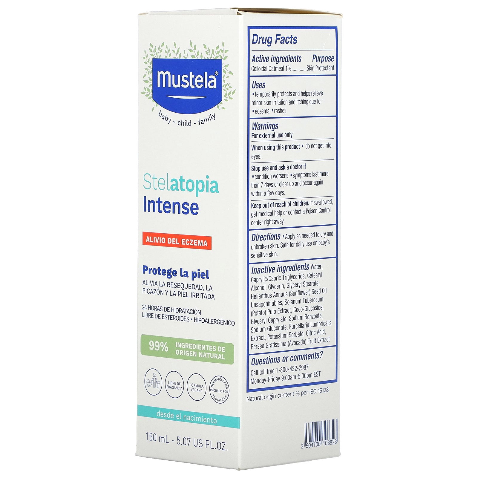 Mustela Stelatopia Intense, Eczema Relief, Skin Protectant, Fragrance Free, 5.07 fl oz (150 ml)