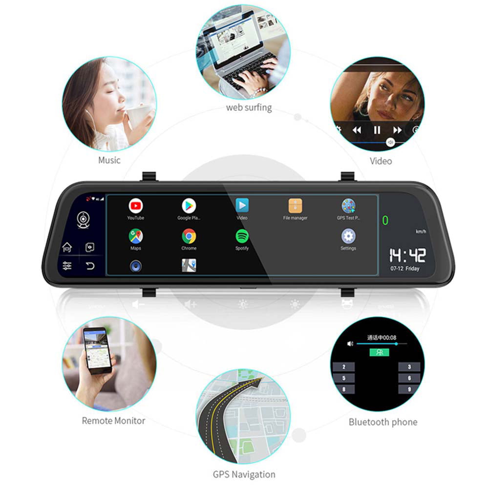 11.66'' Android 8.1 2+32G Car DVR Rearview Mirror Dash Cam Recorder Camera Kit 