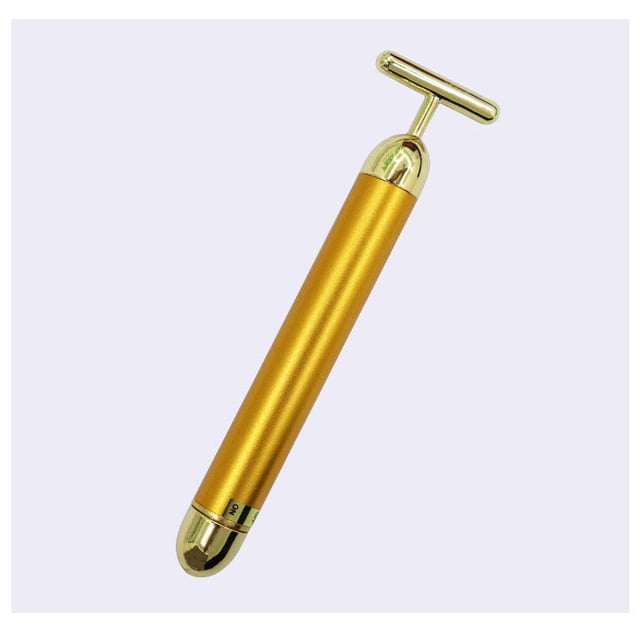 Masajeador Facial - Barra de Belleza Dorada de 24 K - Masajeador de Pulso Facial Eléctrico - Micro Vibración/Beauty Bar en Forma de T - Impermeable Masajeador de Belleza