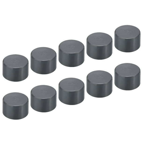 Tapón de extremo de tubo UPVC Uxcell de 1-1/2", paquete de 10, acoplamiento de grado de muebles en gris