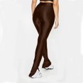 thumbnail image 4 of Women's Solid Color Glossy Yoga Leggings Full Length Fashionable Split Hem Stretch Tight Base Layer Pants for Gym Running Sports and Daily Casual Wear, 4 of 5