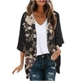 thumbnail image 3 of Feancey Boho Floral Kimono Cardigans for Women 3/4 Sleeve Casual Loose Fit Chiffon Tops Open Front Lightweight Beach Cover Up for 2026 Summer Gift Multicolor XXL, 3 of 6