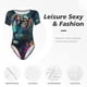 thumbnail image 4 of Fotbe Colorful Flower Tiger Body de Mujer con Cuello Redondo y Mangas Cortas, Sin Mangas Ajustado, Suave, Cómodo y Básico-XX-Large, 4 of 7