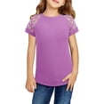 thumbnail image 2 of T-shirts à Manches Courtes en Dentelle pour Filles, Mignons, Col Rond, Blouse d'Été Décontractée, 2 of 4