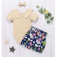 thumbnail image 6 of Styles I Love Infant Baby Girls Short Sleeve Ribbed Ruffle Cotton Romper with Floral Print Shorts and Headband 3pcs Summer Outfit (Ivory, 100/18-24 Months), 6 of 6