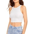 thumbnail image 2 of Liacowi Women Sleeveless Vest Top Solid Crew Neck Rib Crop Top Basic Slim Fit Tee Summer Casual Tank Tops, 2 of 7