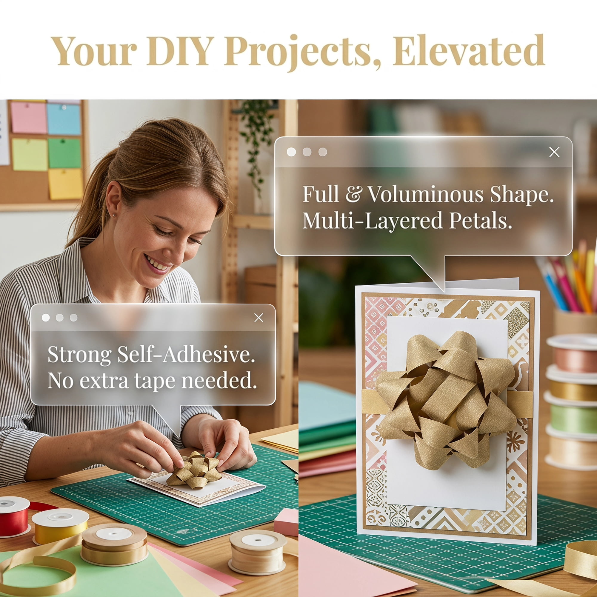 Unique Bargains Pre-Made Gift Bows for Creative Gift Wrapping and Decoration Gold