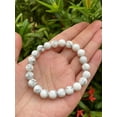 thumbnail image 4 of White Howlite Crystal Bead Bracelet 8mm, Wholesale Genuine White Howlite Stretch Gemstone Bracelet, Gift for Men & Women (10), 4 of 9