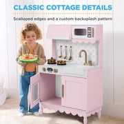 Best Choice Products Toddler Kitchen Playset, Wooden Kids Toy Kitchen w/ Microwave, Oven, 5pcs & Storage - Blush Pink