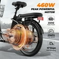 thumbnail image 3 of SANOPY 350W Electric Bike for Adults,Max 15Miles Range&20MPH, 48V 7.8Ah Removable Battery, 20" Fat Tire Off-Road E Scooter with Basket&Seat,UL2272 Certified,Black, 3 of 10