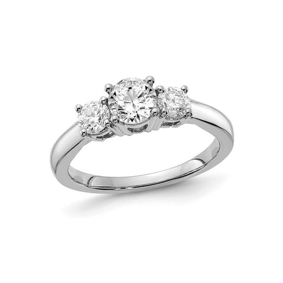 1.00 Carat (Ctw Color VS2-SI1, D-E-F) Lab Grown Diamond Three Stone Ring in 14K White Gold for Women