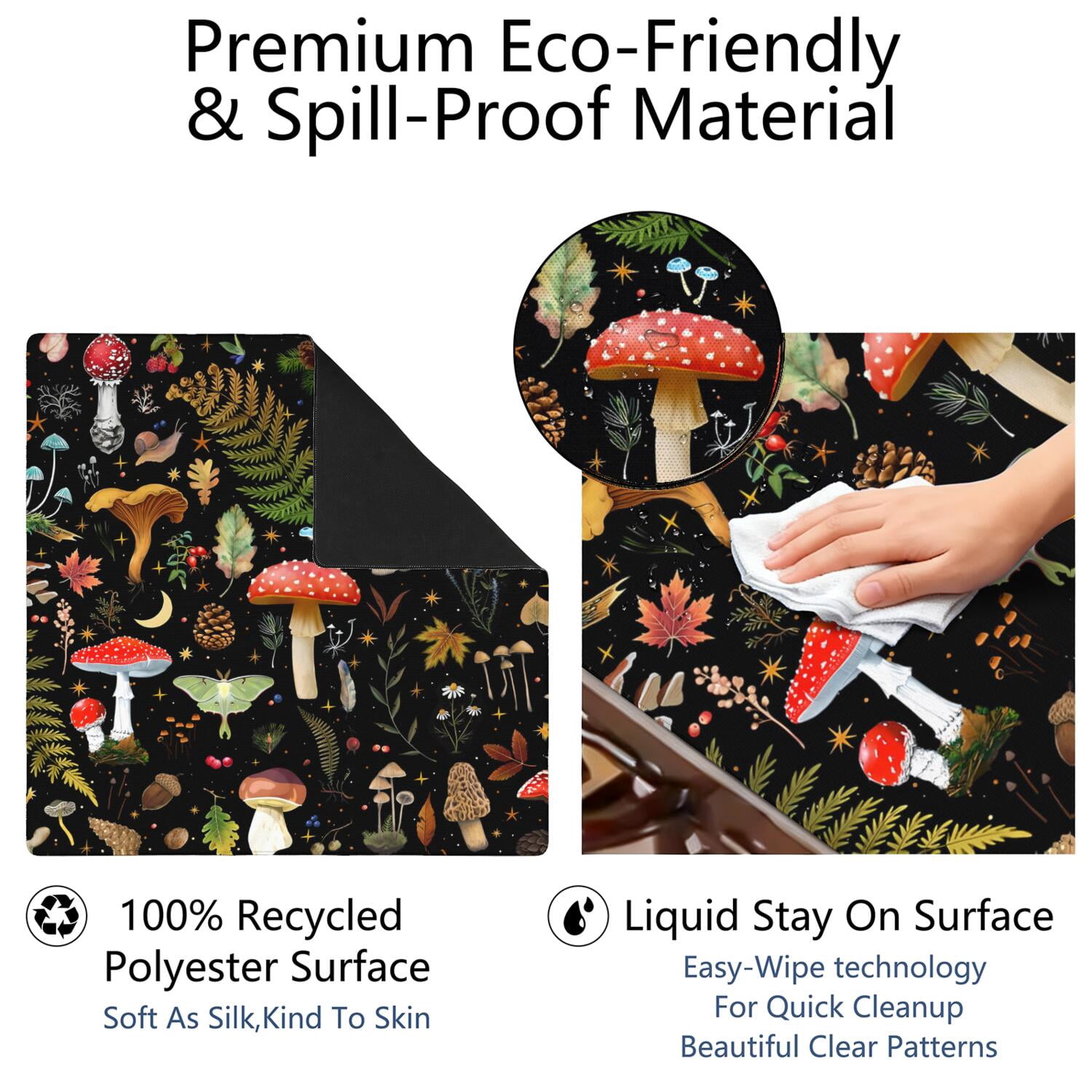 Square Botanical Style Mahjong Mat 31.5 Inches Crafted from Premium Rubber Featuring Anti-Slip Backing Grip and Noise Reduction Qualities for Multi-Game Table Protection