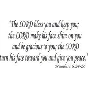 Numbers 6:24-26, Bible Verse Vinyl Wall Decal by Scripture Wall Art, 11"x22" Black, Christian