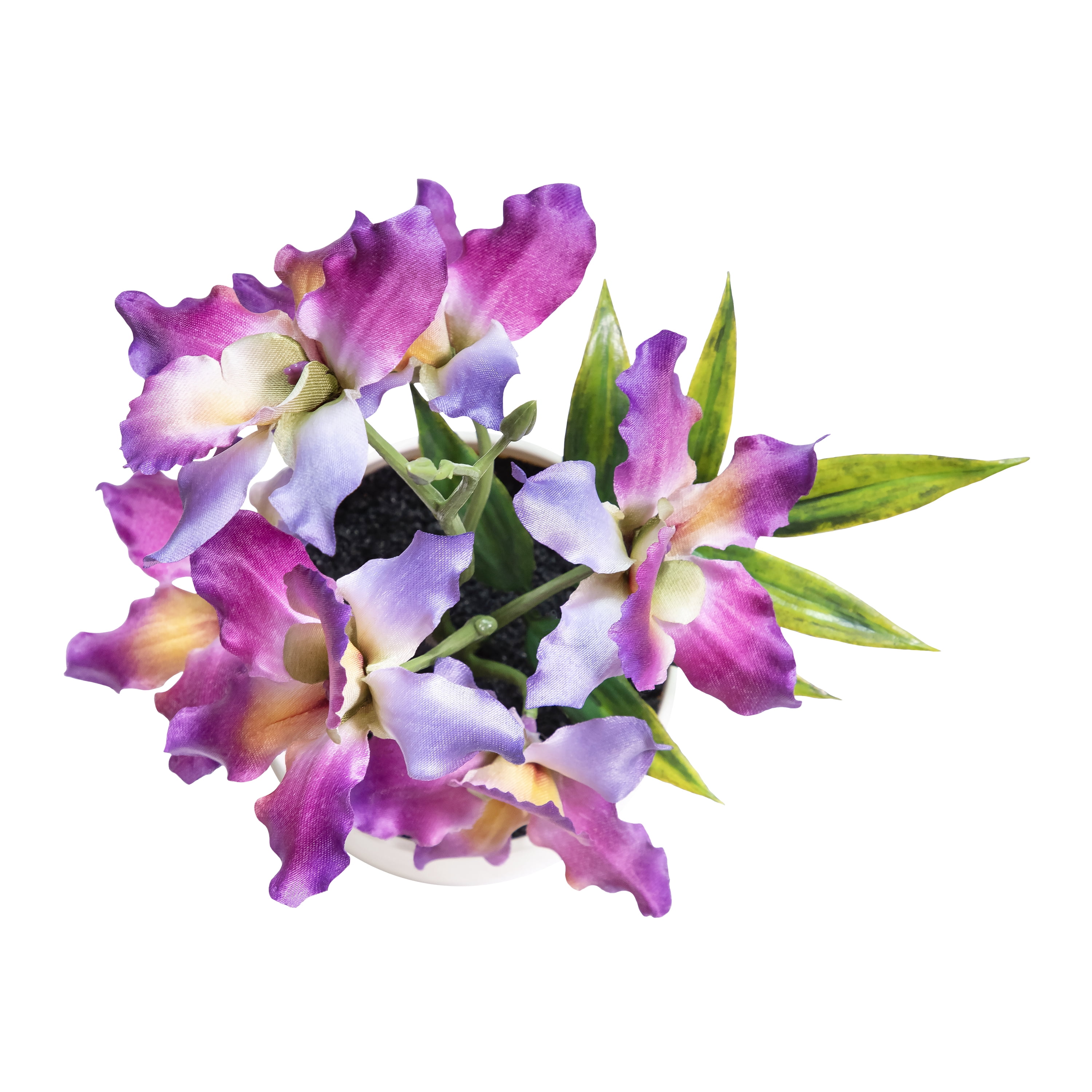 Mainstays 9.5" Artificial Purple Orchid in Cream Pot, for Indoor Use