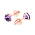 thumbnail image 2 of 14K Solid Gold Screw Back Stud Earrings for Women | 2 cttw Round Cut Simulated Alexandrite | Rose Gold, 2 of 5