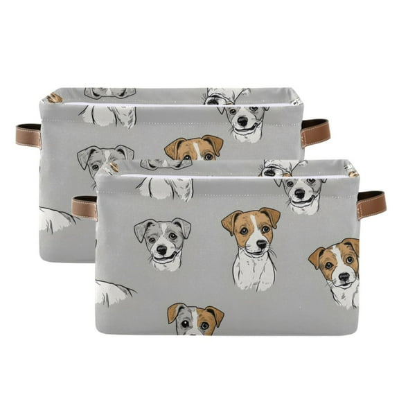 Ryvnso Dog Doodle Storage Basket Large Bin Foldable Boxes Toys Organizer 14.2x10.2x8.3in 2 PCs