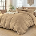 thumbnail image 2 of 800 Thread Count 3-PCs Duvet Set Soft & Cozy 100% Egyptian Cotton | Zipper Closure & Corner Ties | ( 1 Duvet Cover & 2 Pillow Shams ) ( Super King Plus,{120"x120"} Solid Taupe ), 2 of 5