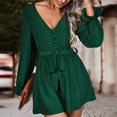 thumbnail image 2 of Mono con mangas acampanadas para mujer pantalones cortos plisados ​​informales mono holgado elegante, 2 of 7