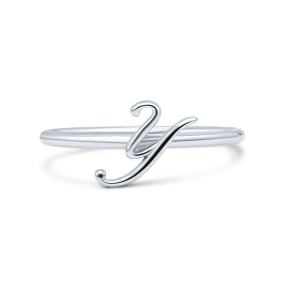 Initial Y Alphabet Letter Name Monogram New Fashion Ring Band 925 Sterling Silver Size 4