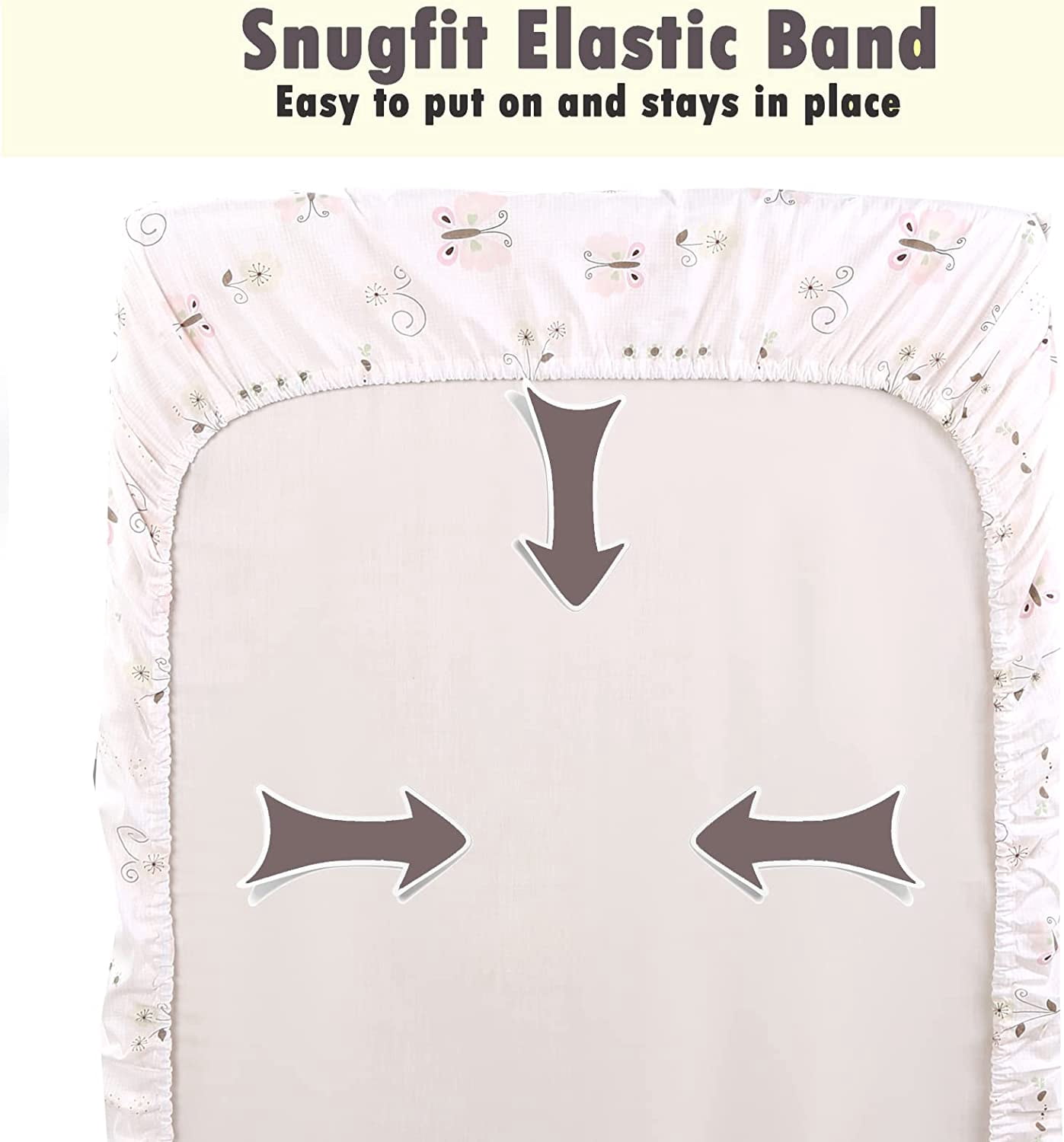 Danica 100% Cotton Fitted Baby Crib Sheet 3 Pack for baby Boys Girls |Standard Crib And Toddler Mattress Sheets | 28x52 Inch (3PK, Butterfly Blossoms)