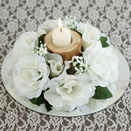 rings centerpieces candle efavormart artificial flowers decorations ring floral arrangements pcs roses wholesale diy ivory rose