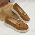 thumbnail image 6 of Xfvqtps Womens Chain Detail Loafers Casual Flat Shoes Fashion Versatile Slip on Comfortable Thick Sole Everyday Wear Brown, 6 of 9