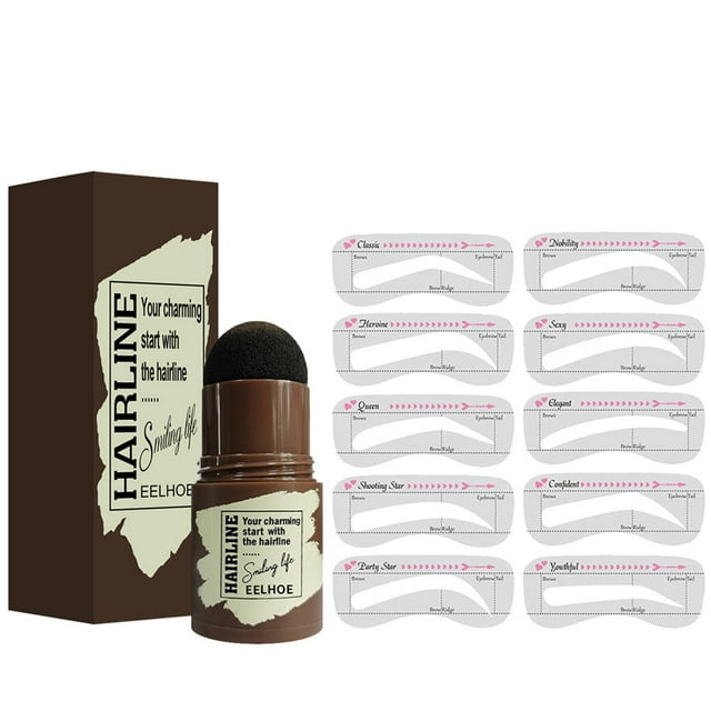 Woman Makeup Eyebrow Stamp Kit Waterproof Brow Stamp and Shaping Kit Eyebrow Definer for Women Eyebrow Makeup Gift for Women Girl(Gray Black + Eyebrow Card)