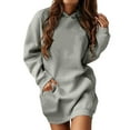 thumbnail image 1 of Vestido sudadera largo con capucha y cordón para mujer - Jersey oversize informal con bolsillo, mezcla de poliéster, tallas S-XXL, 1 of 5
