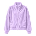 thumbnail image 5 of Edvintorg Girls Fleece Jacket Solid Color Stand Collar Casual Coat Fall Winter Long Sleeve Zip up Outerwear with Pocket Clothes for Teen Girls Size 4-15, 5 of 9