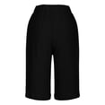 thumbnail image 6 of Nestiefly Linen Bermuda Shorts for Women Knee Length High Waisted Baggy Loose Casual Summer Cotton Gauze Shorts with Pockets Black XL, 6 of 6