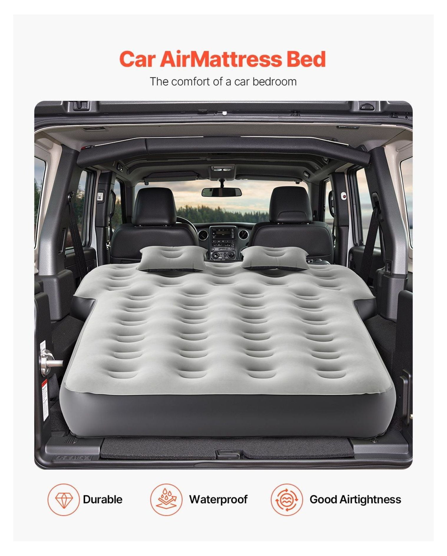 Car Air Mattress, Inflatable Camping Bed with Pump for Travel, SUV/Trunk Sleeping Pad - Toyota 4Runner, Jeep Wrangler