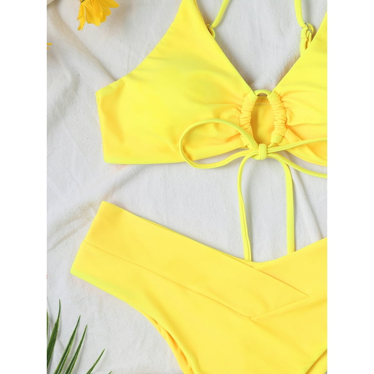 Yellow high deals leg swimsuit